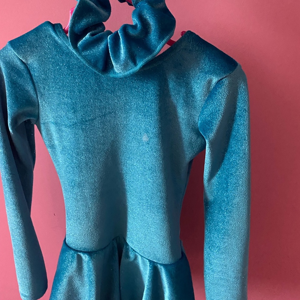 Shimmering Blue Long Sleeve Leotard